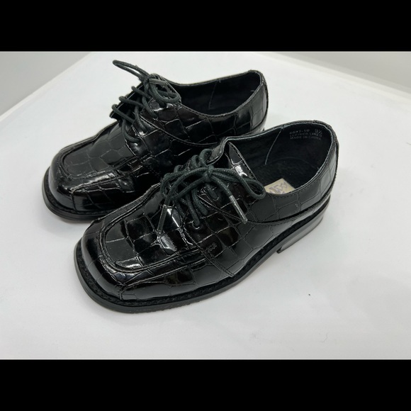 Toddler kids vintage dress shoes alligator black Miami vice polished laces - Picture 2 of 10